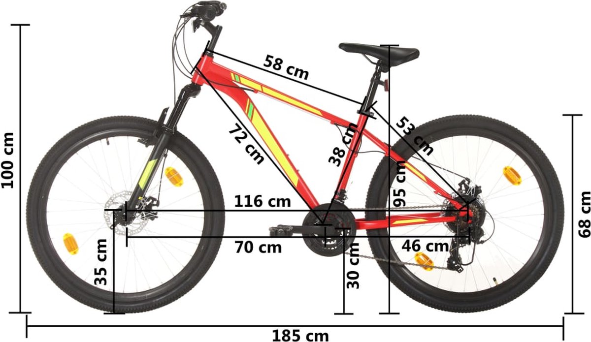 vidaxl mountainbike 21 versnellingen 27 5 inch wielen 38 cm frame rood