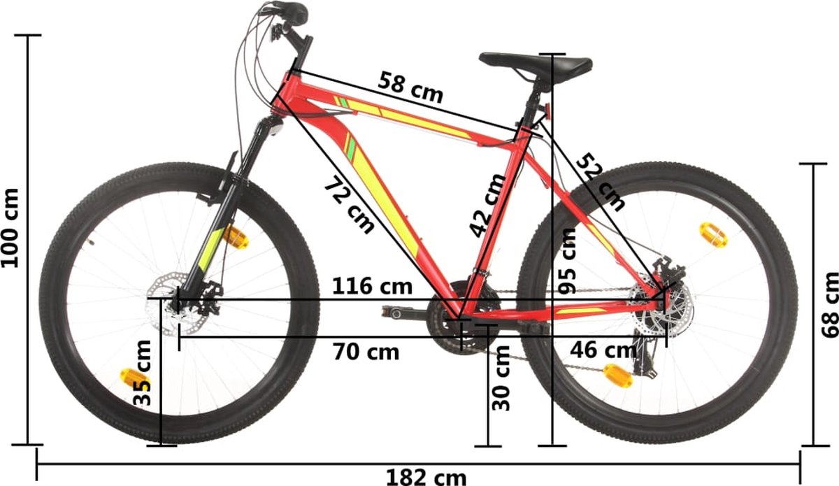 vidaxl mountainbike 21 versnellingen 27 5 inch wielen 42 cm frame rood