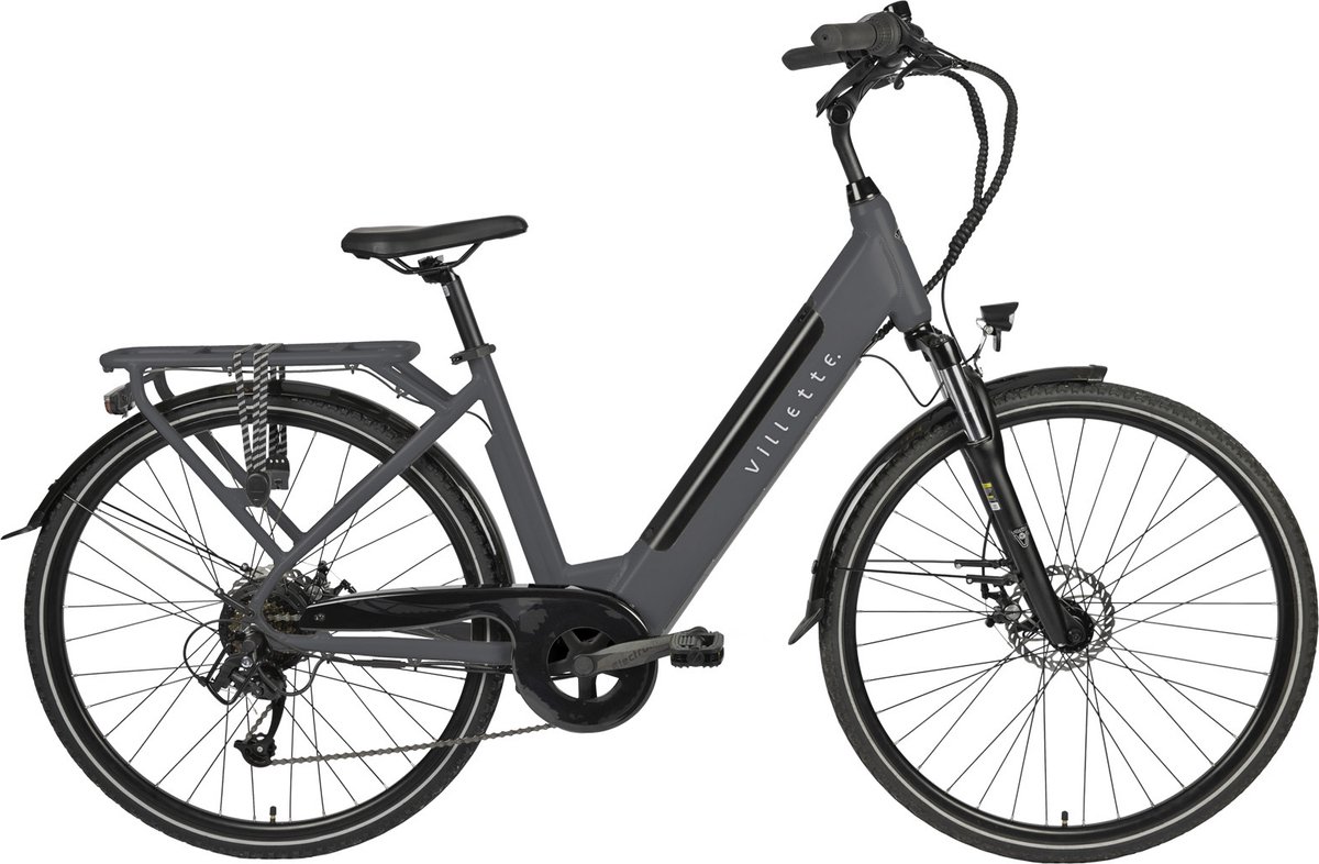 villette l amant elektrische damesfiets 13ah 7sp 28 inch dark grey