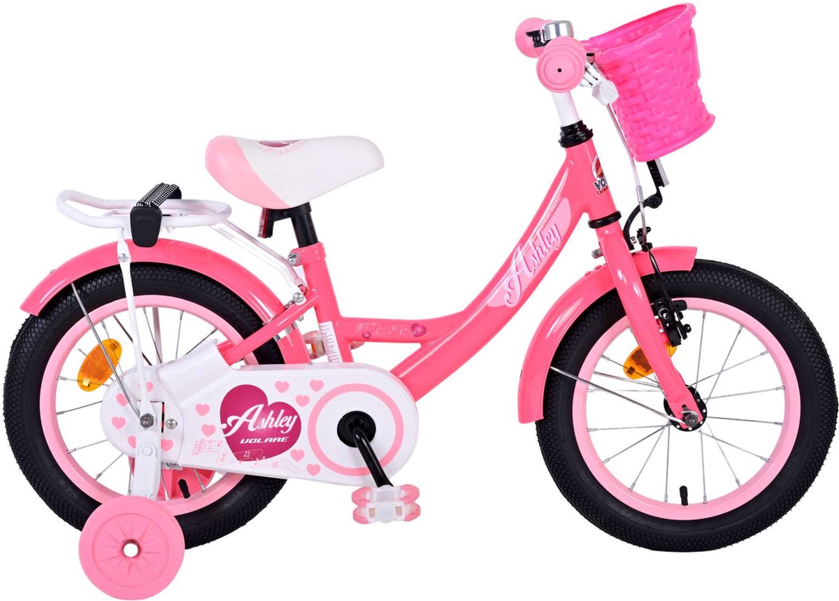 Volare Ashley Kinderfiets - Meisjes - 14 inch - Roze/Rood Kinderfiets kopen online