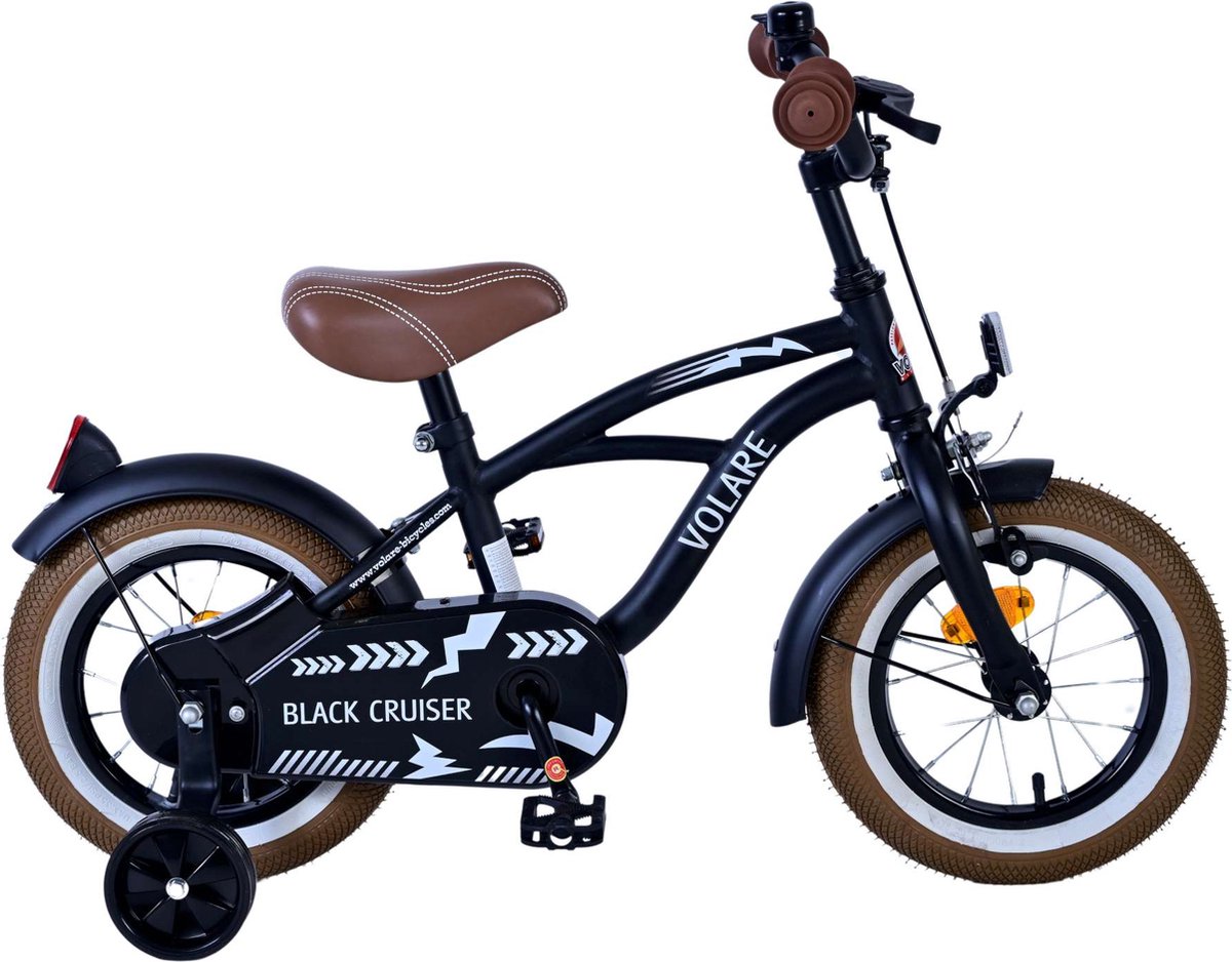 volare black cruiser kinderfiets jongens 12 inch zwart