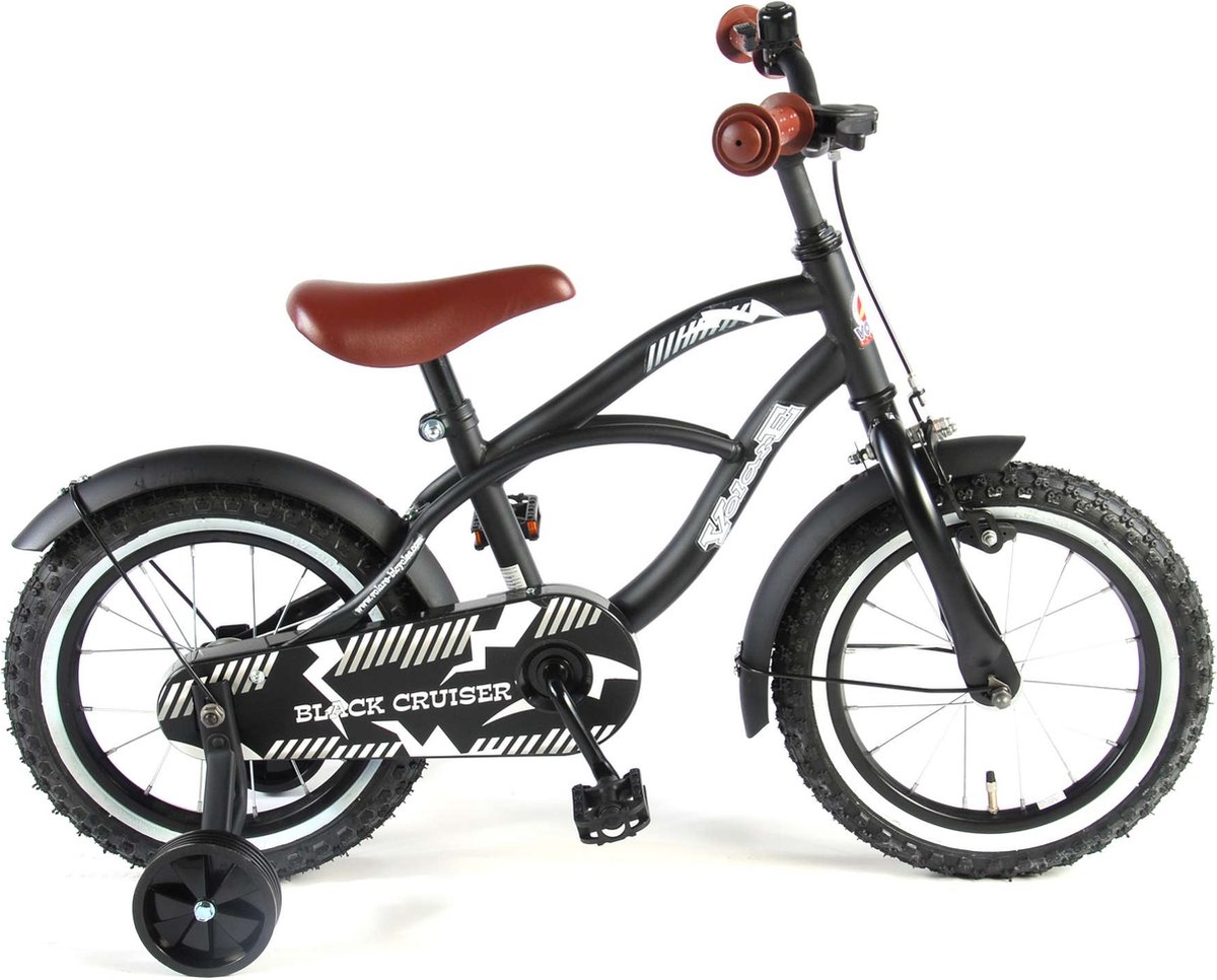 Volare Black Cruiser Kinderfiets - Jongens - 14 inch - Zwart - 95% afgemonteerd Kinderfiets kopen online