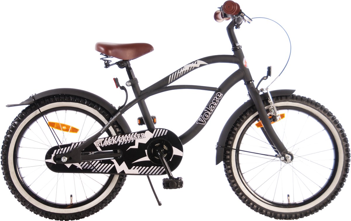 Volare Black Cruiser Kinderfiets - Jongens - 18 inch - Zwart - 95% afgemonteerd Kinderfiets kopen online