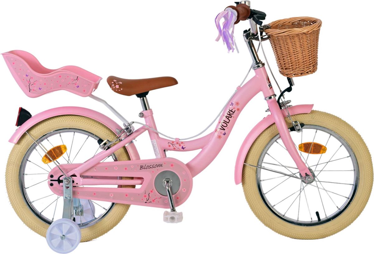 volare blossom kinderfiets meisjes 16 inch roze twee handremmen