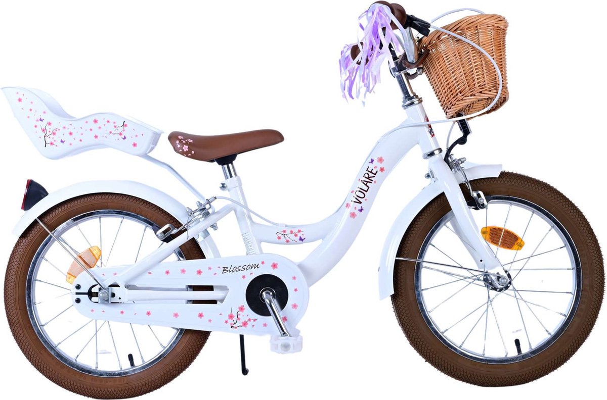 Volare Blossom Kinderfiets - Meisjes - 16 inch - Wit - Twee Handremmen Kinderfiets kopen online
