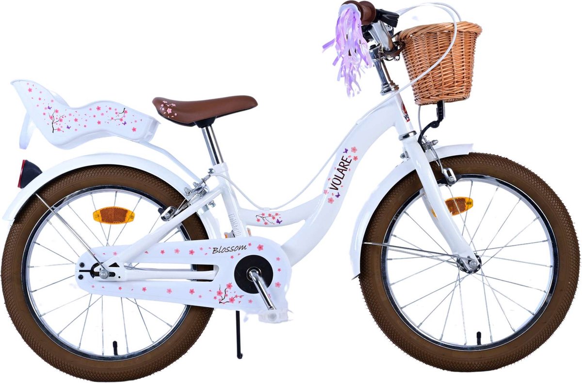 Volare Blossom Kinderfiets - Meisjes - 18 inch - Wit - Twee handremmen Kinderfiets kopen online