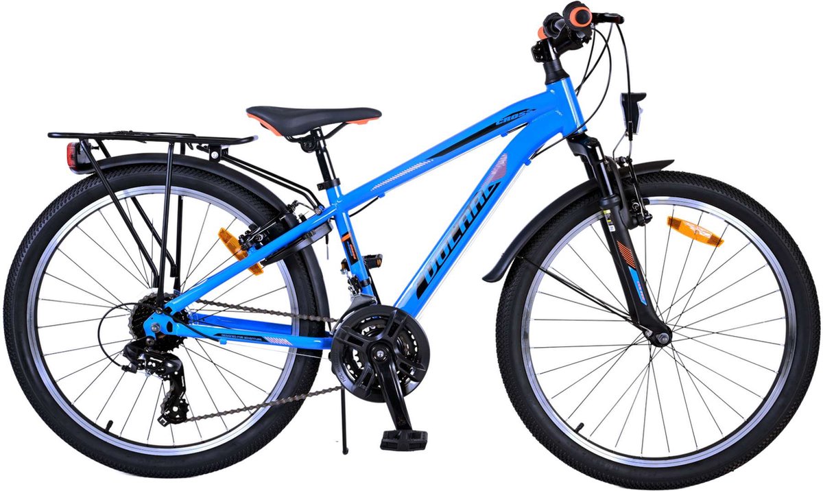 Volare Cross Kinderfiets - Jongens - 24 inch - Blauw - 18 versnellingen - Twee handremmen Kinderfiets kopen online