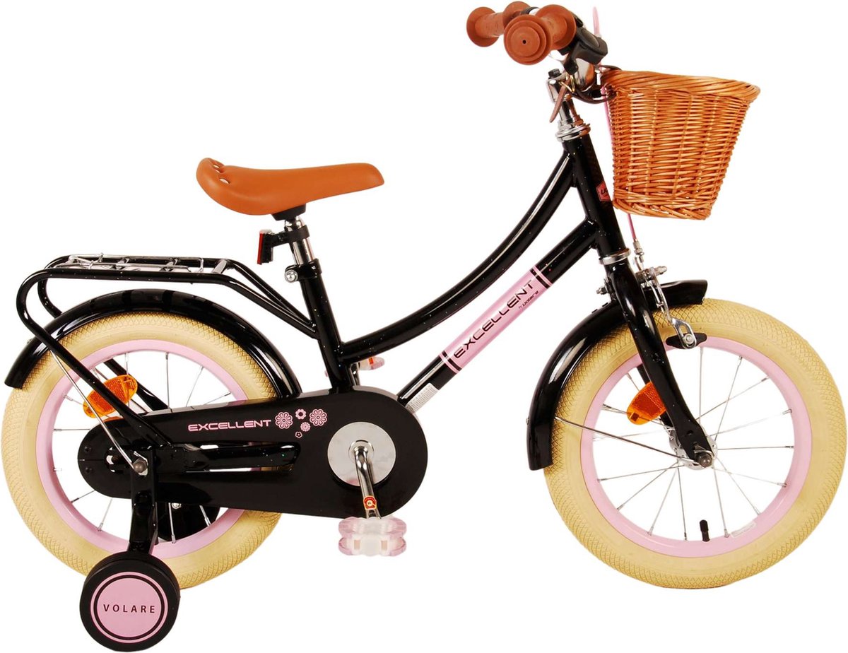 Volare Excellent Kinderfiets - Meisjes - 14 inch - Zwart Kinderfiets kopen online
