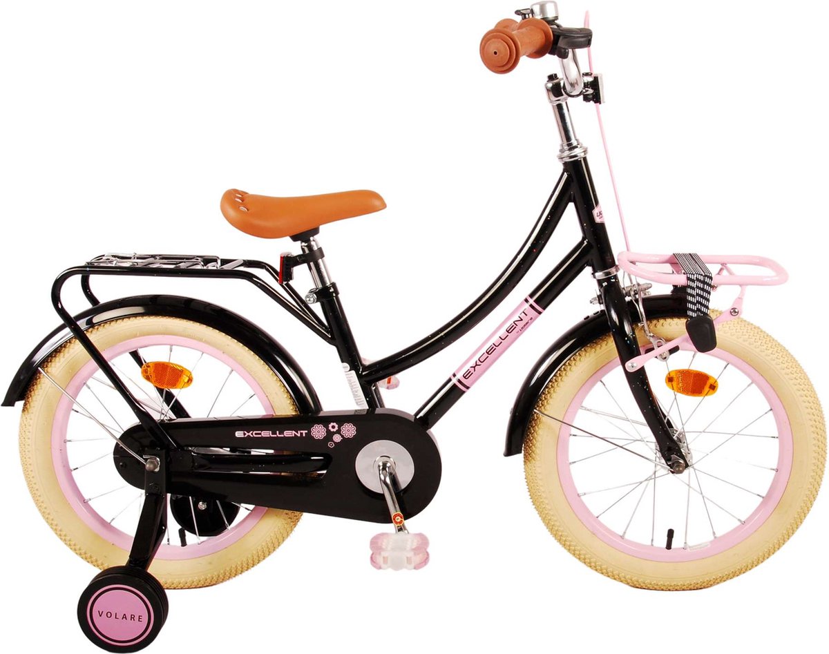 Volare Excellent Kinderfiets - Meisjes - 16 inch - Zwart - 95% afgemonteerd Kinderfiets kopen online