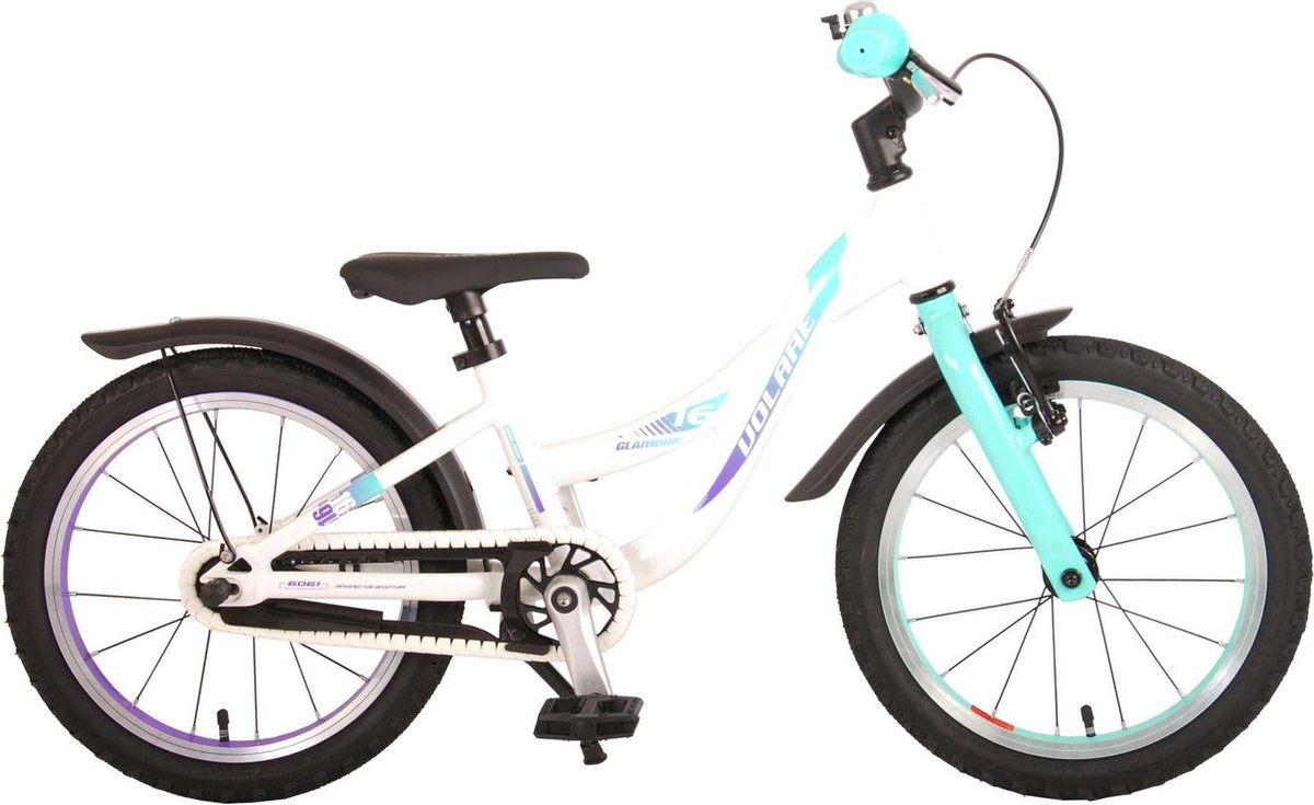 Volare Glamour Kinderfiets - Meisjes - 16 inch - Wit/Mint Groen - Prime Collection Kinderfiets kopen online