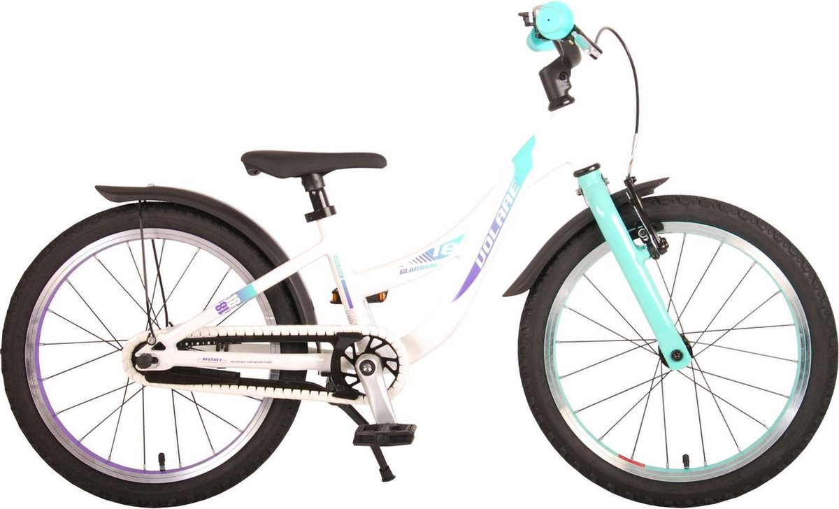 Volare Glamour Kinderfiets - Meisjes - 18 inch - Wit/Mint Groen - Prime Collection Kinderfiets kopen online