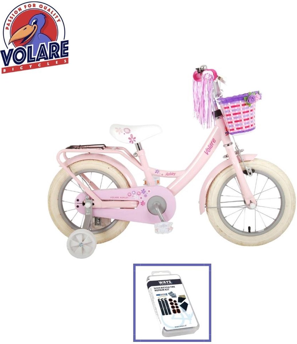 volare kinderfiets ashley 14 inch roze 95 afgemonteerd inclusief ways bandenplakset