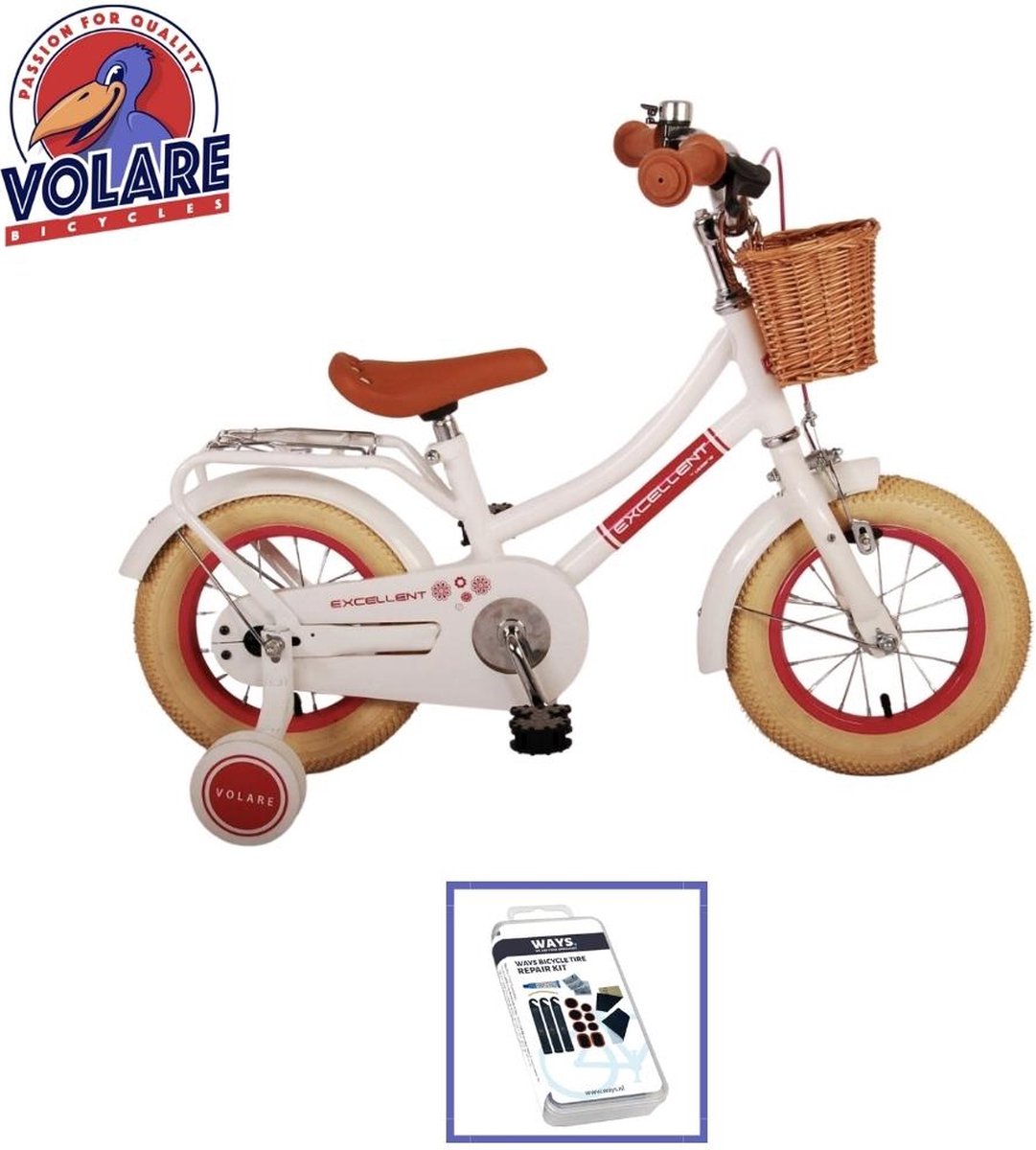 volare kinderfiets excellent 12 inch wit inclusief ways bandenplakset