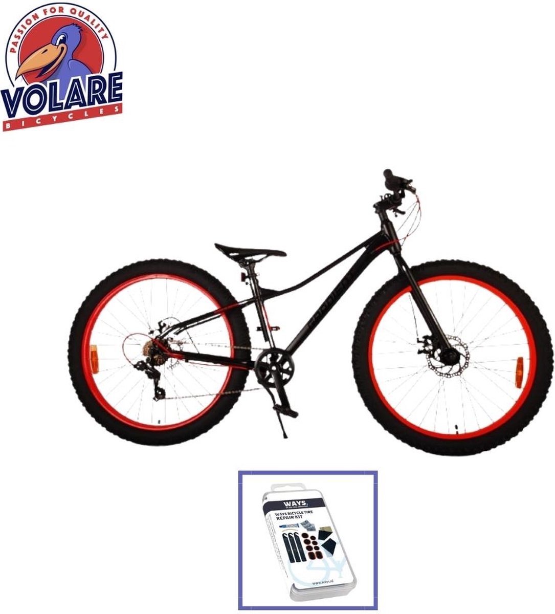 Volare Kinderfiets Gradient - 26 inch - Zwart/Oranje - 7 Versnellingen - Inclusief WAYS Bandenplakset Kinderfiets kopen online