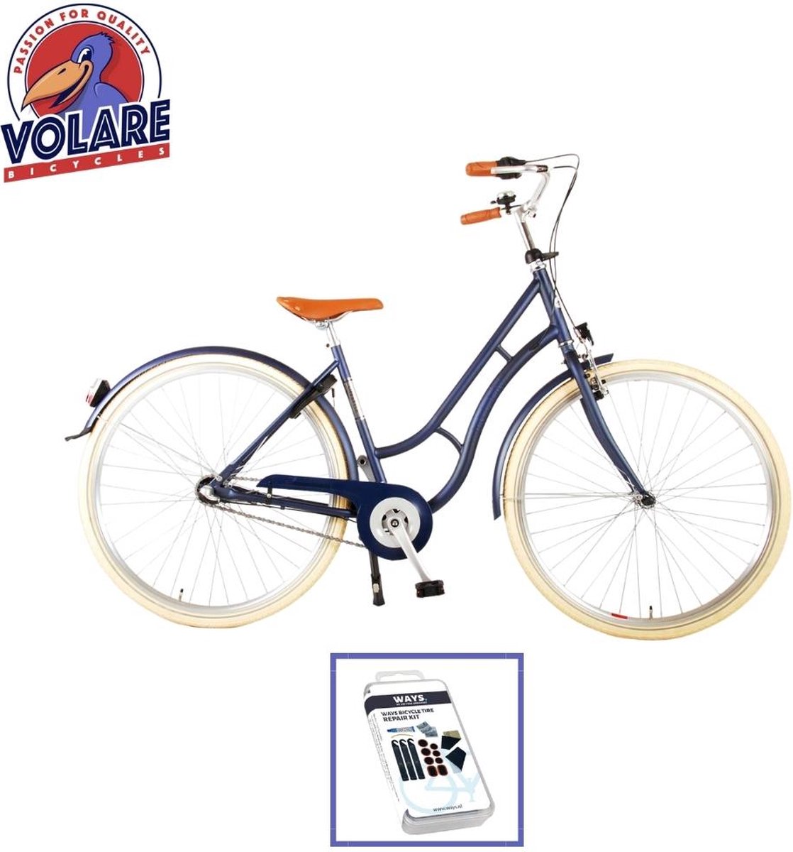 volare kinderfiets lifestyle 51 cm jeans blauw 3 versnellingen inclusief ways bandenplakset