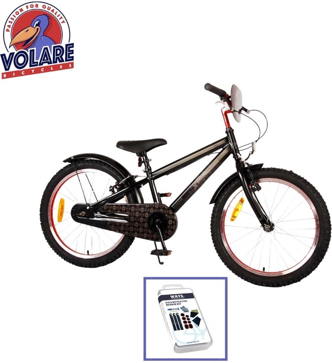 Volare Kinderfiets Spider-Man - 20 inch - Zwart - Twee handremmen - Inclusief WAYS Bandenplakset Kinderfiets kopen online