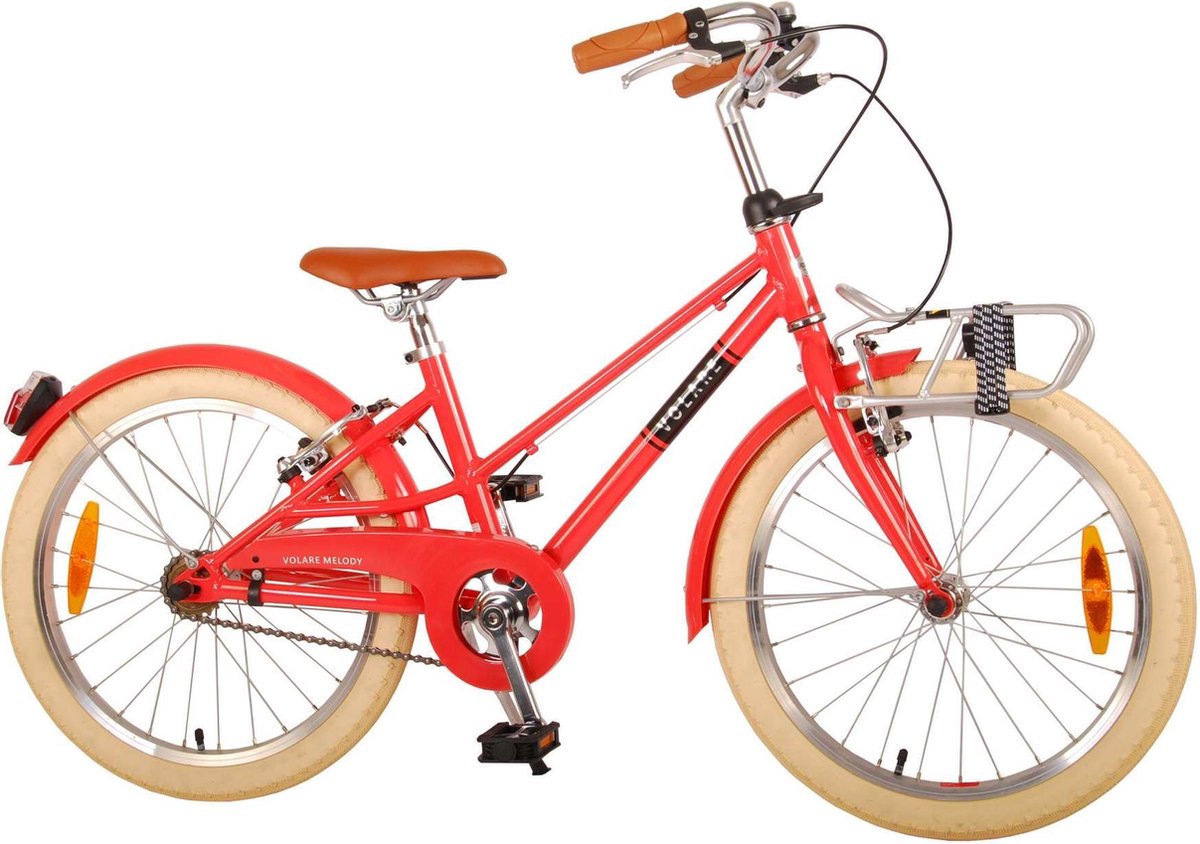 Volare Melody Kinderfiets - Meisjes - 20 inch - Koraal Rood - Twee Handremmen - Prime Collection Kinderfiets kopen online