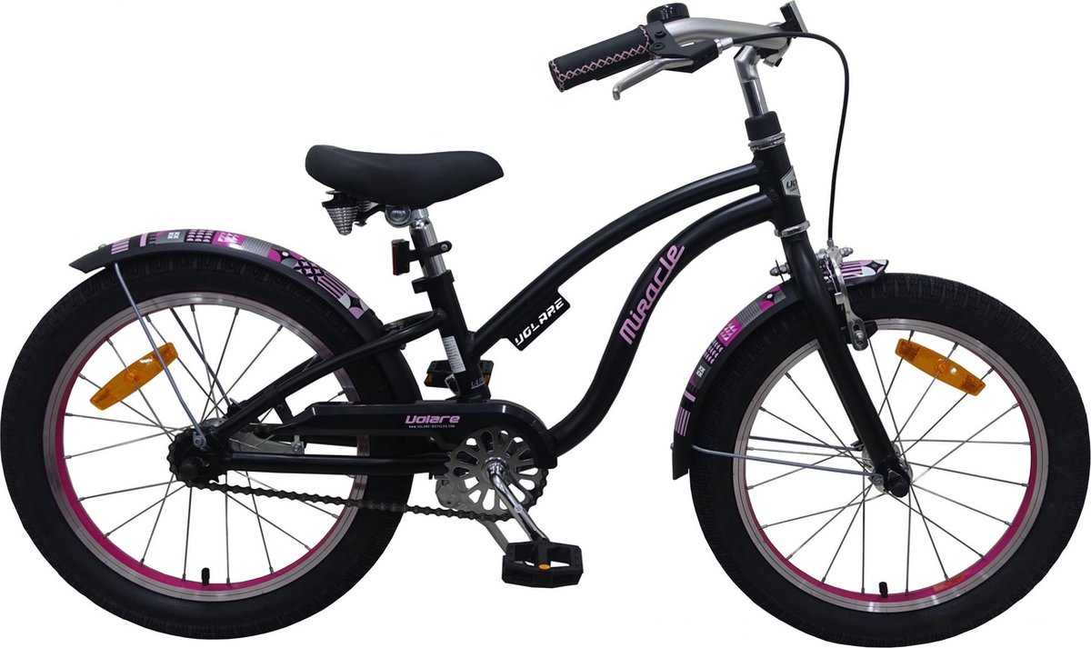 Volare Miracle Cruiser Kinderfiets - Meisjes - 18 inch - Mat Zwart - Prime Collection Kinderfiets kopen online