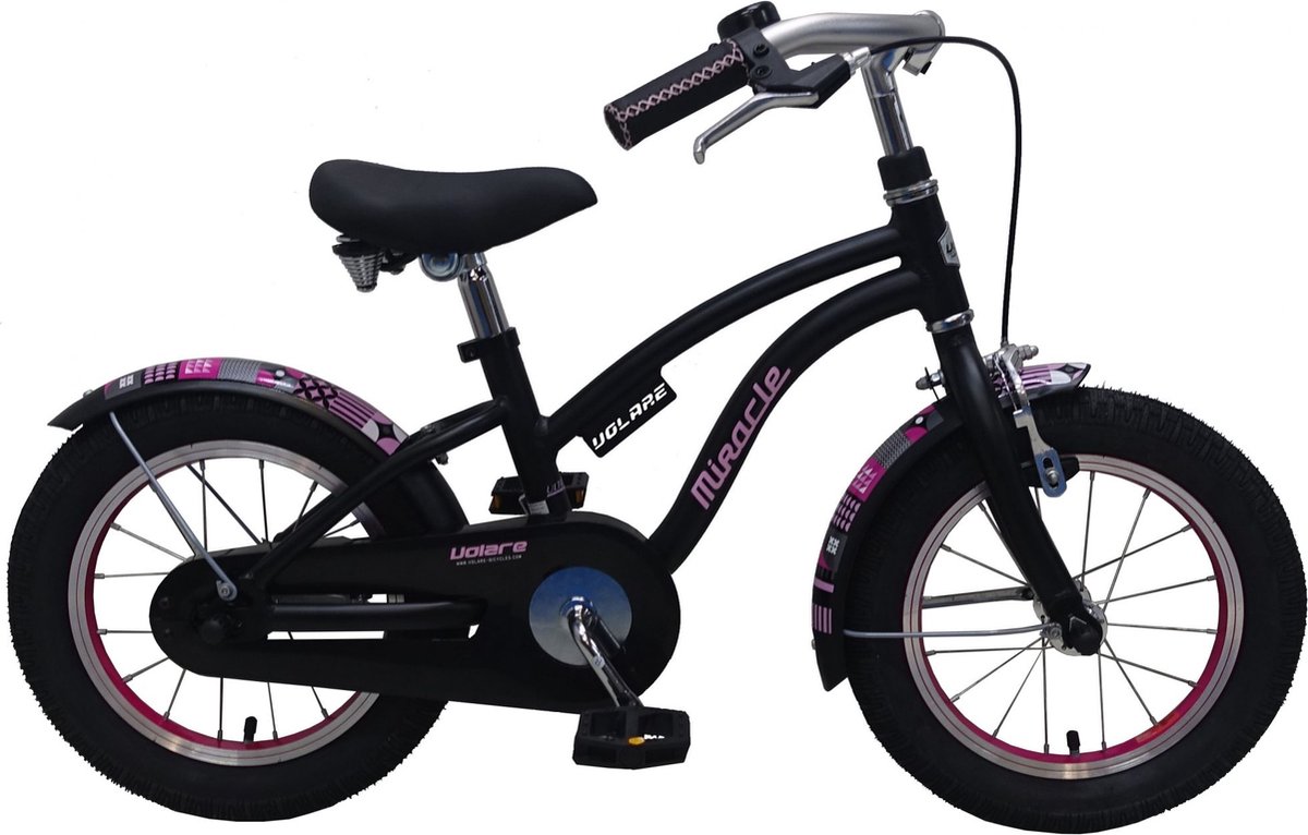 Volare Miracle Kinderfiets - Meisjes - 14 inch - Mat Zwart - Prime Collection Kinderfiets kopen online