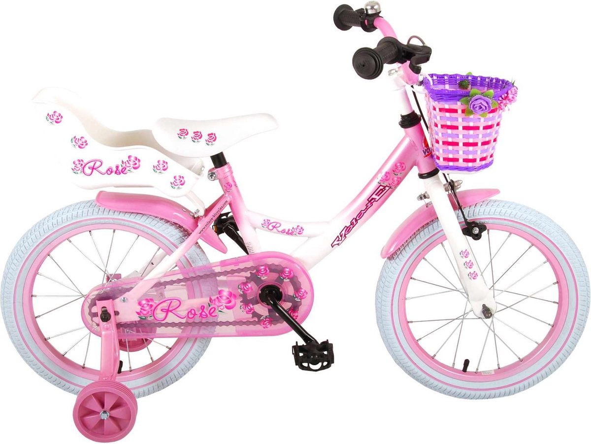 volare rose kinderfiets meisjes 16 inch roze wit 95 afgemonteerd