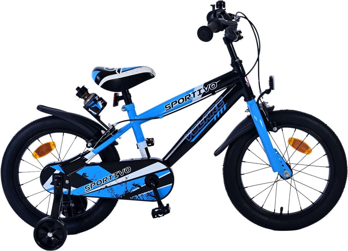 Volare Sportivo Kinderfiets - Jongens - 16 inch - Blauw Zwart - Twee Handremmen Kinderfiets kopen online