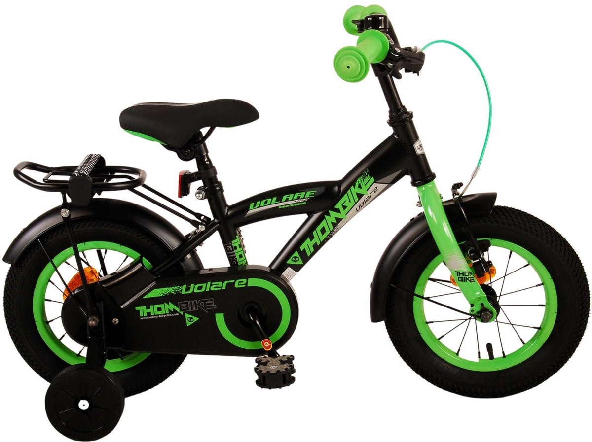volare thombike kinderfiets jongens 12 inch zwart groen