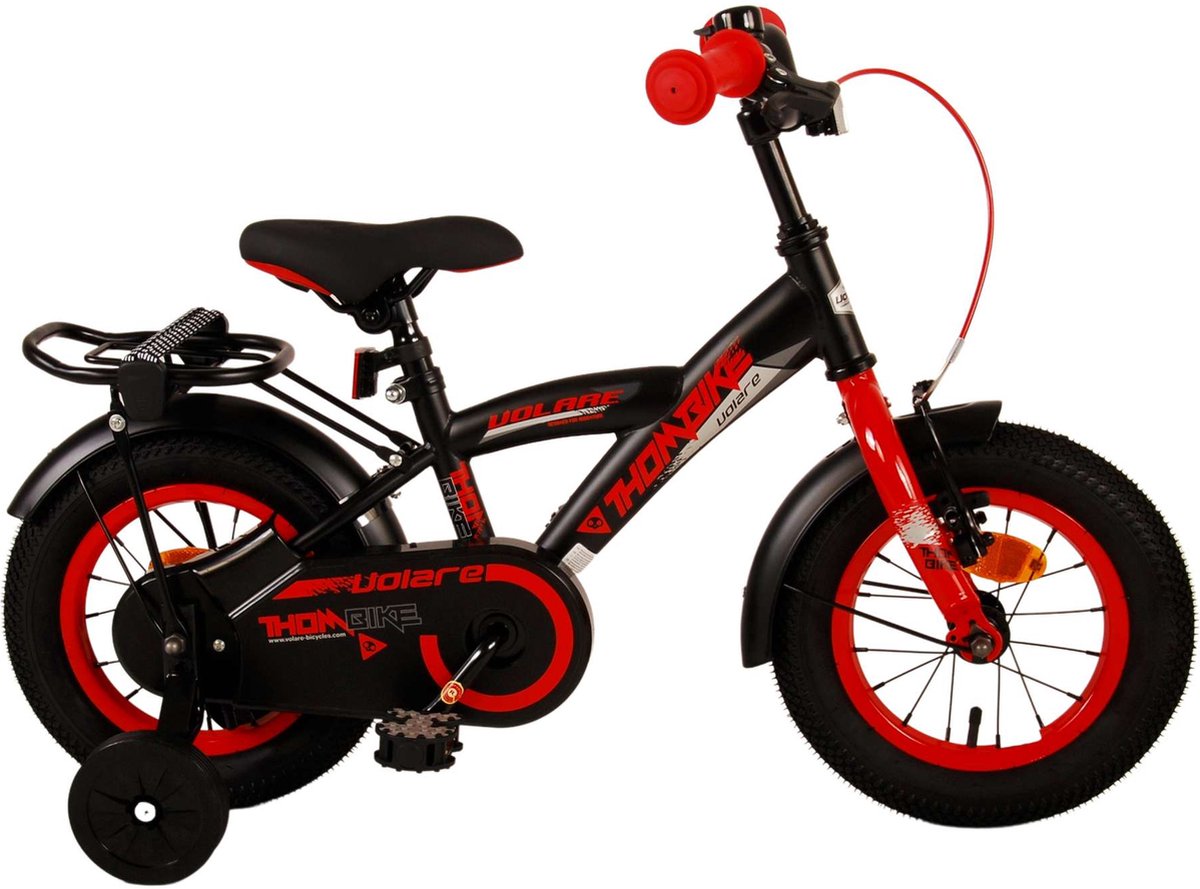 volare thombike kinderfiets jongens 12 inch zwart rood