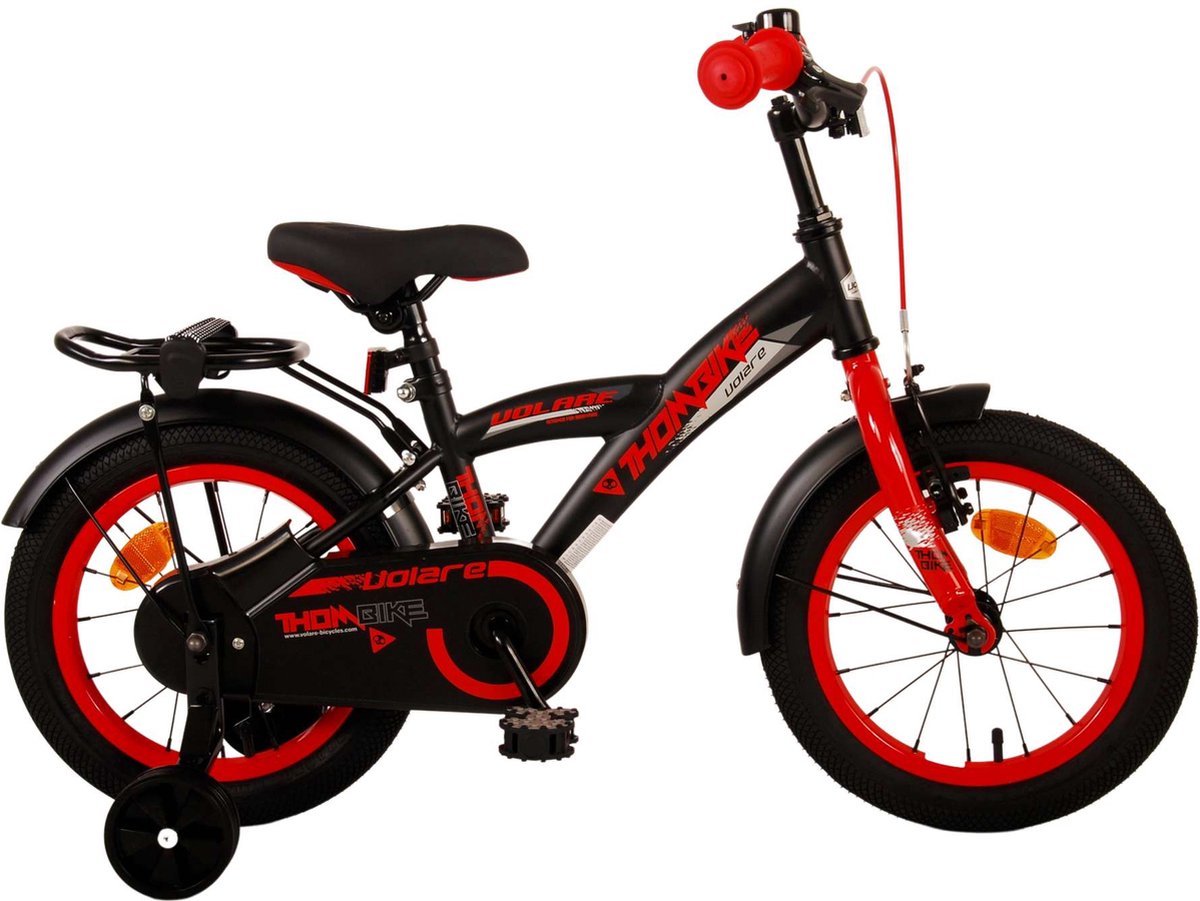 volare thombike kinderfiets jongens 14 inch zwart rood