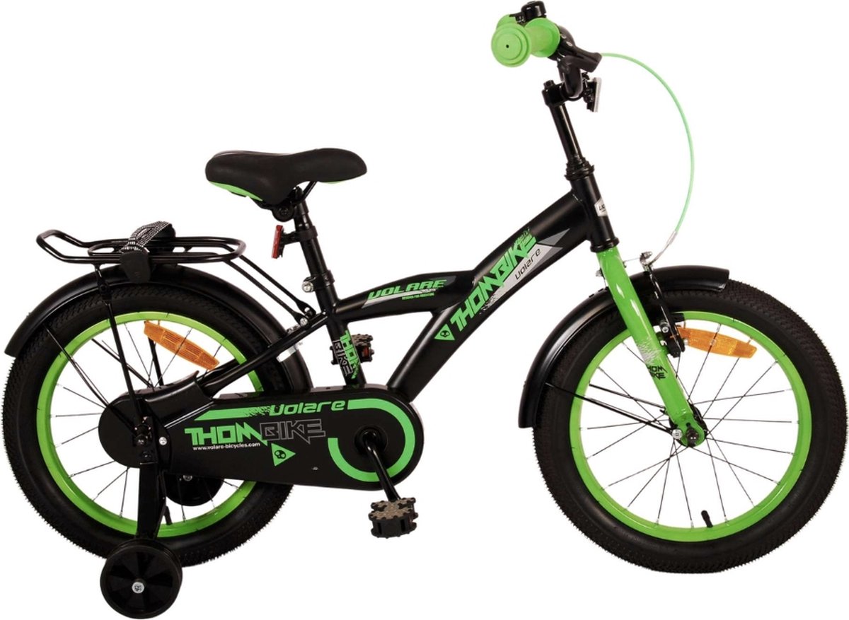 volare thombike kinderfiets jongens 16 inch zwart groen