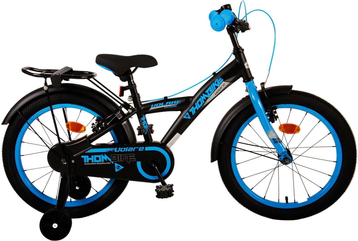 Volare Thombike Kinderfiets - Jongens - 18 inch - Zwart Blauw - Twee handremmen Kinderfiets kopen online
