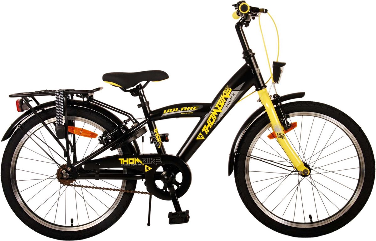 volare thombike kinderfiets jongens 20 inch zwart geel twee handremmen