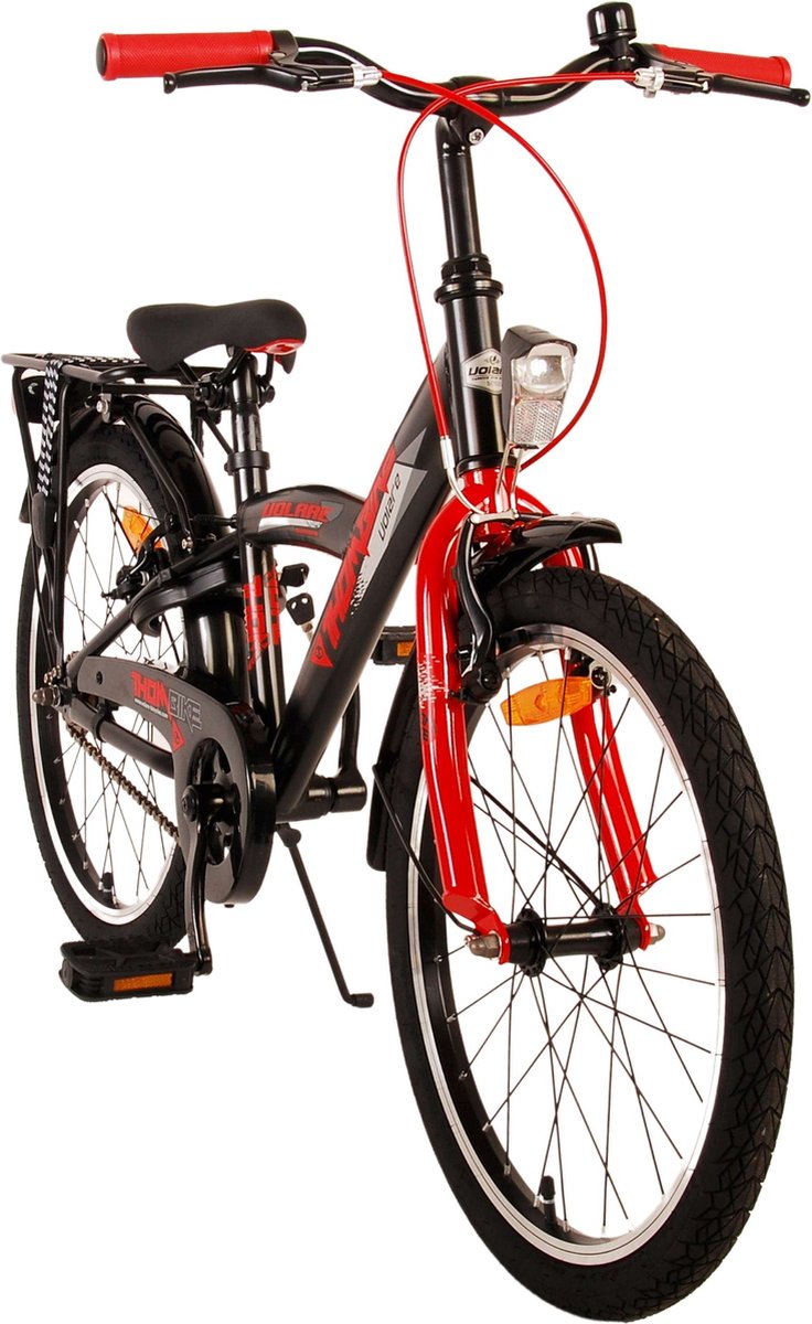 volare thombike kinderfiets jongens 20 inch zwart rood twee handremmen