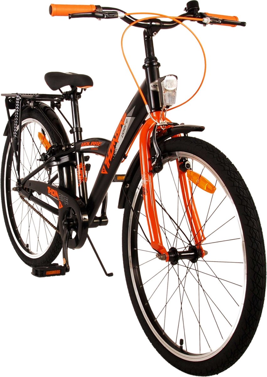 Volare Thombike Kinderfiets - Jongens - 24 inch - Zwart Oranje - Twee handremmen Kinderfiets kopen online