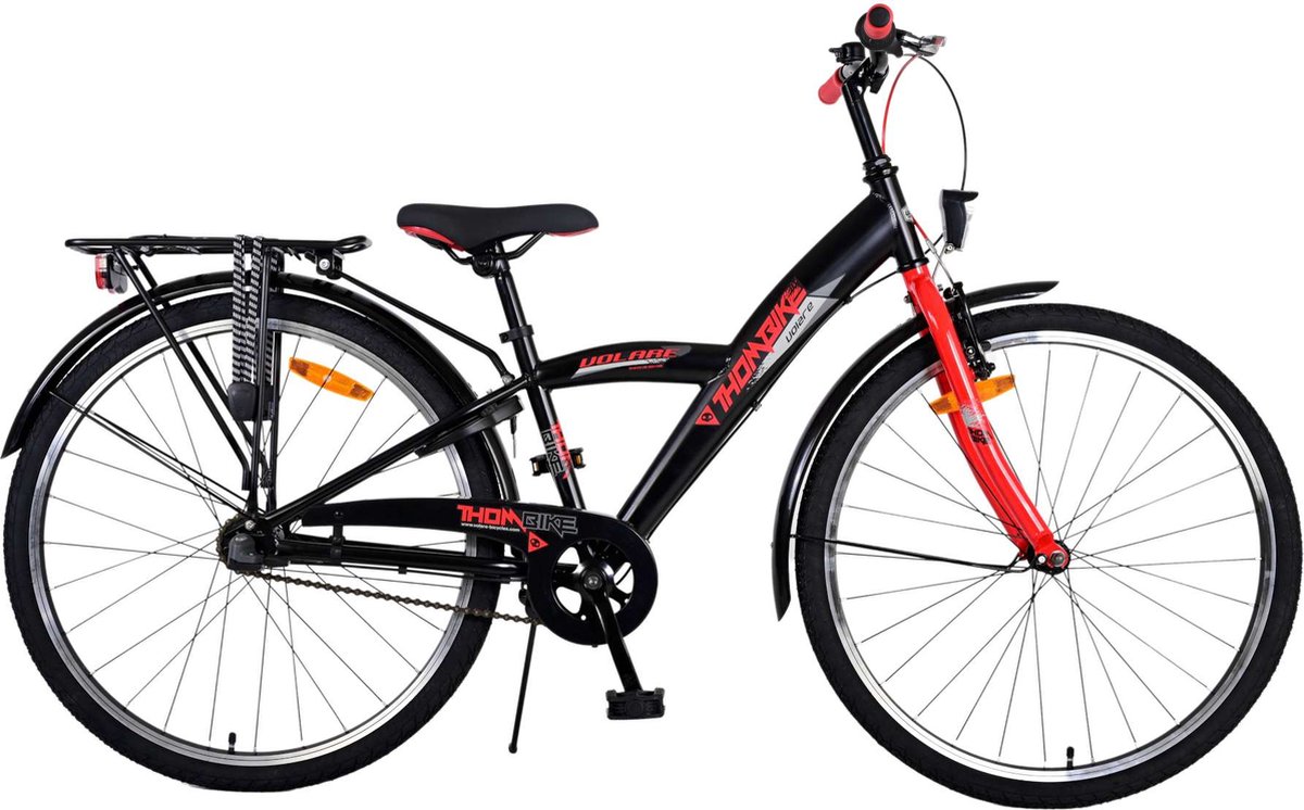 volare thombike kinderfiets jongens 26 inch zwart rood 3 versnellingen