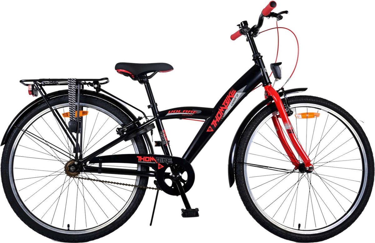 volare thombike kinderfiets jongens 26 inch zwart rood twee handremmen