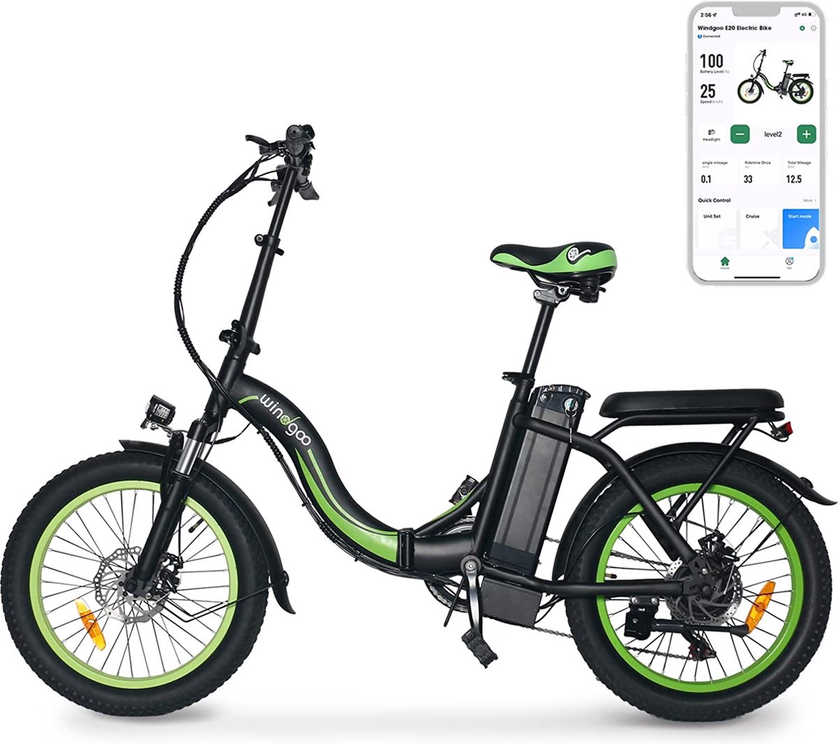 windgoo e20 urban elektrische fiets e bike 20inch 12 5ah app fat tire 7 speed shimano