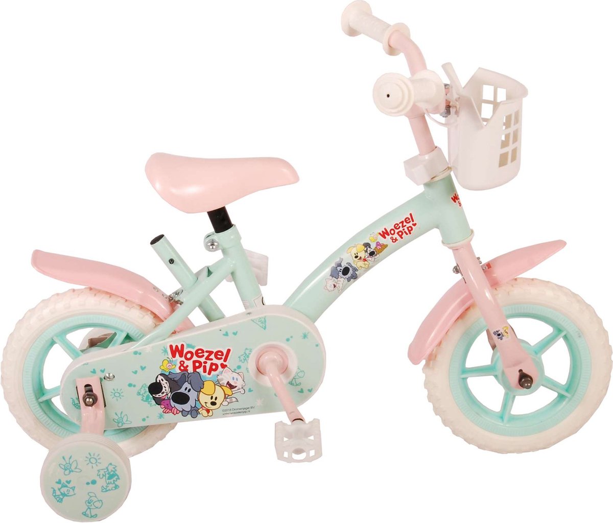 woezel pip kinderfiets meisjes 10 inch mint blauw roze doortrapper