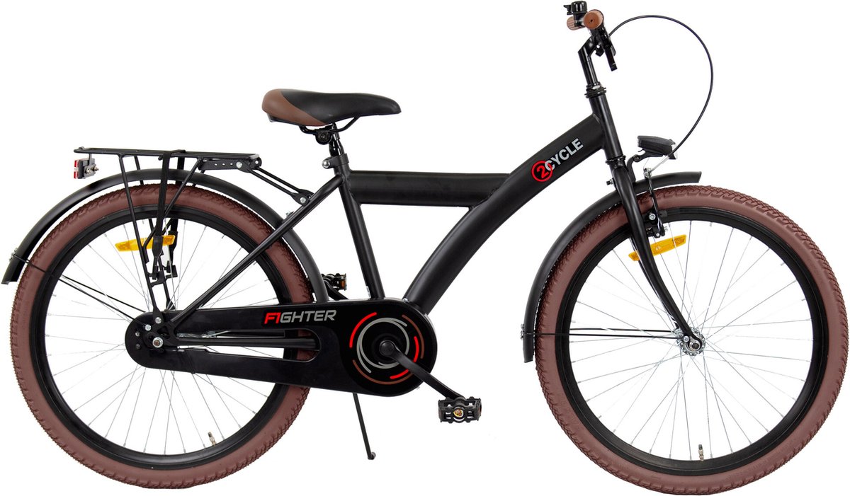 2Cycle - Jongensfiets - 24 inch fiets - Zwart - Kinderfiets Kinderfiets kopen online