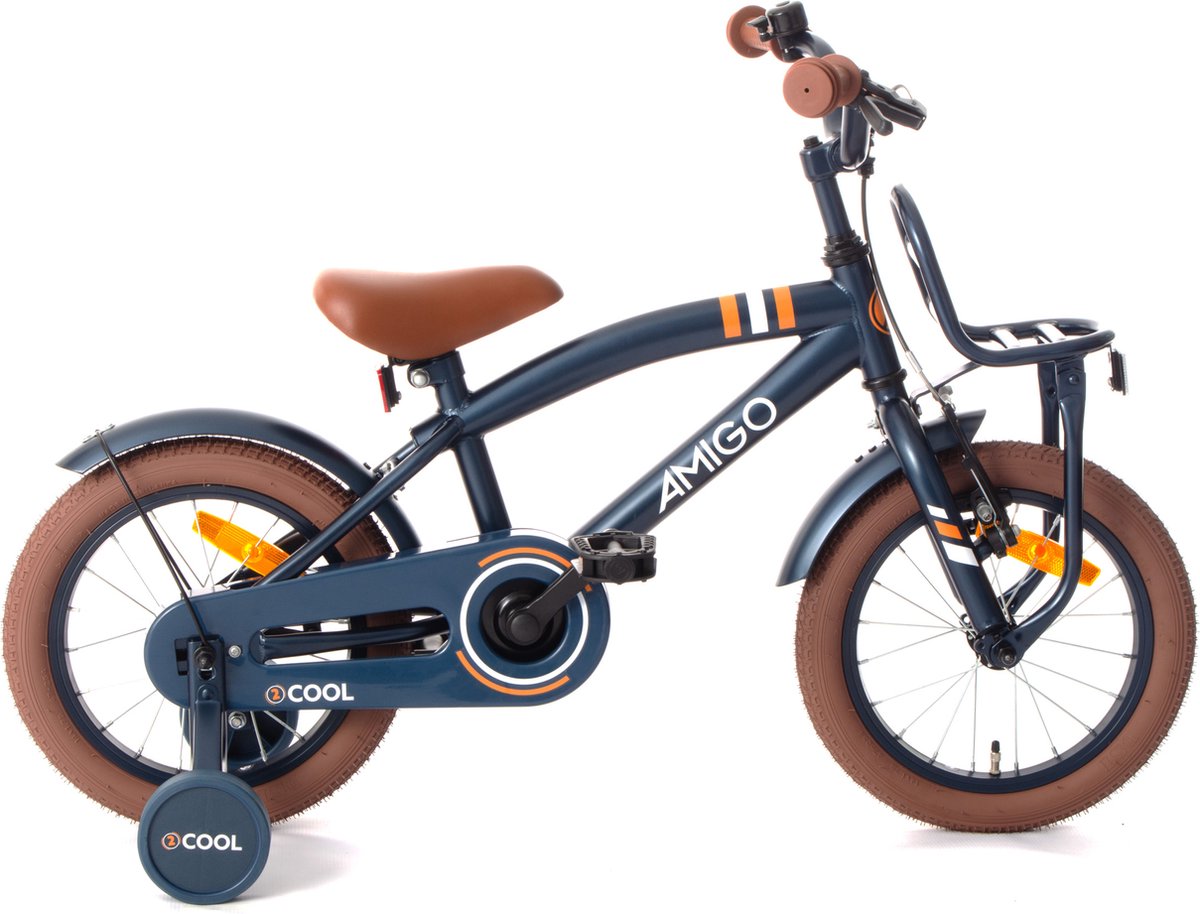 amigo 2cool jongensfiets 14 inch kinderfiets voor 3 tot 5 jaar 95 110 cm blauw met zijwieltjes