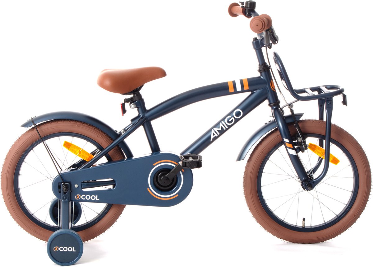AMIGO 2Cool Jongensfiets 16 Inch - Kinderfiets voor 4 tot 6 Jaar - 100-115 cm - Blauw - met Zijwieltjes Kinderfiets kopen online
