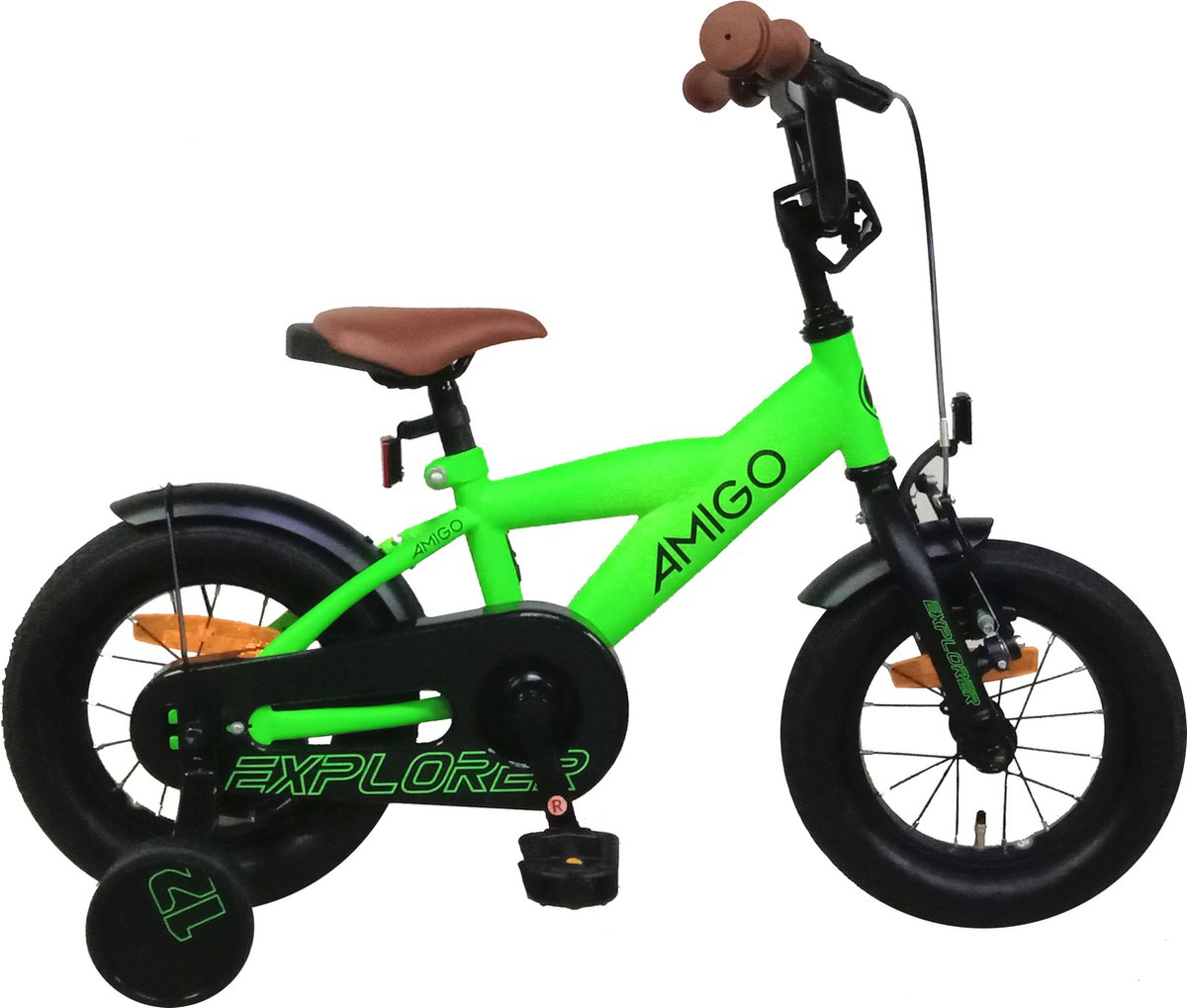 amigo explorer jongensfiets 12 inch kinderfiets voor 2 tot 4 jaar 90 105 cm groen zwart