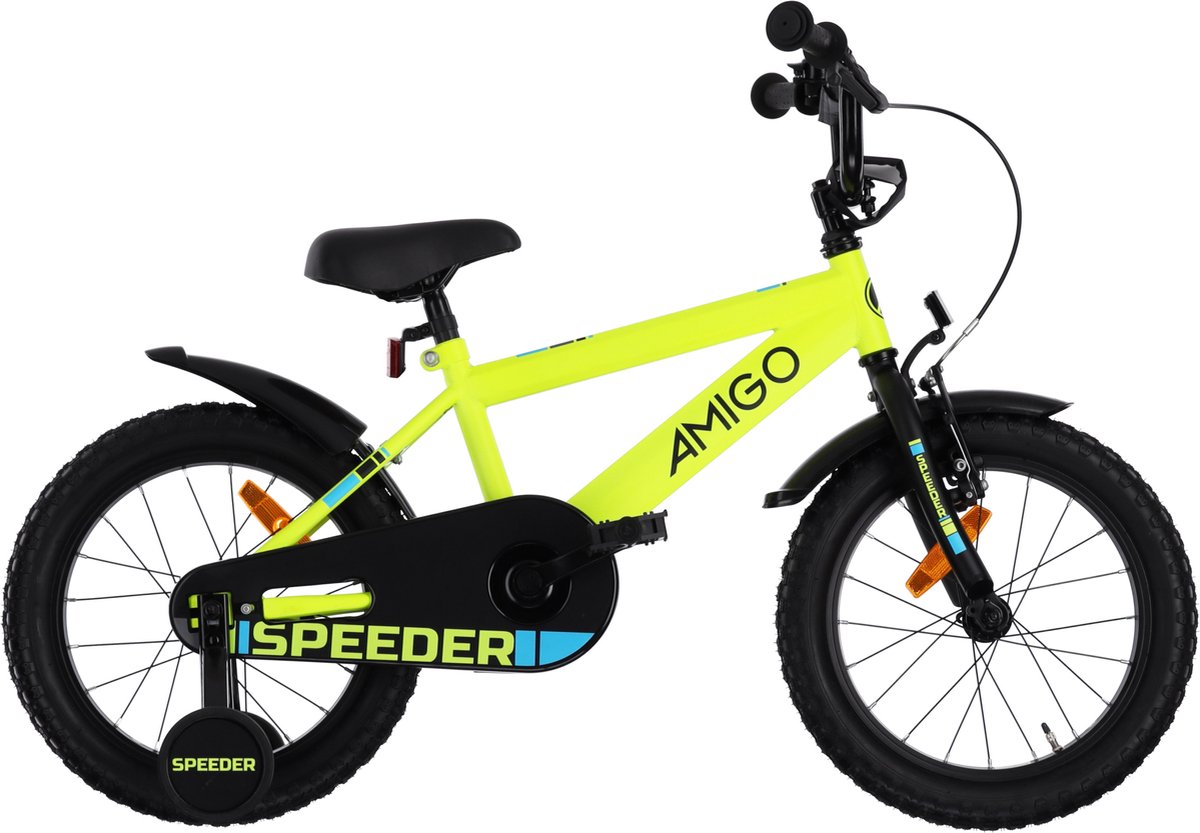 AMIGO Speeder Jongensfiets 16 Inch - Kinderfiets voor 4 tot 6 Jaar - 100-115 cm - Geel/Zwart Kinderfiets kopen online