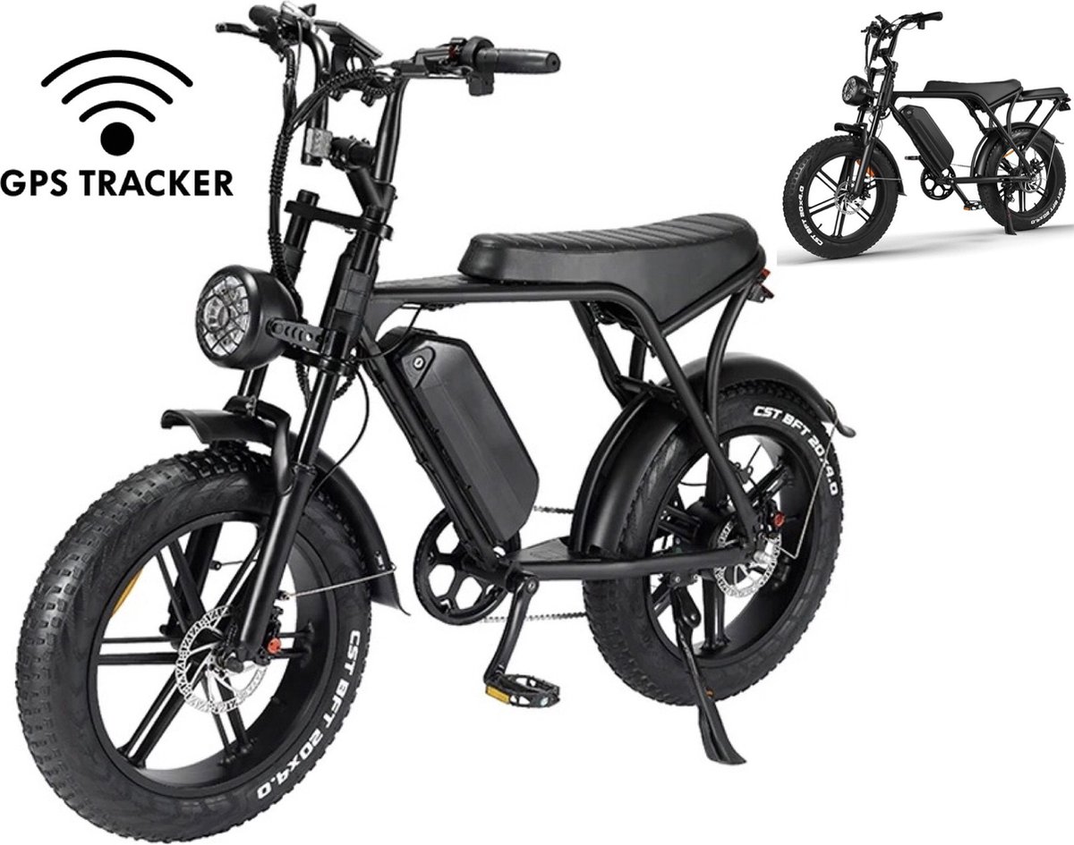 comfort inz v8 5 5 hydraulische remmen model fatbike elektrische fiets e bike 250w 15ah zwart incl achterzitje gps tracker