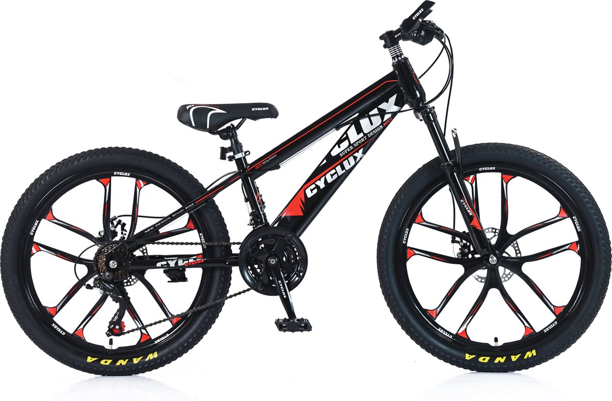 Cyclux Road Bike Jongensfiets Mtb 24 Inch 21 Speed Shimano Rood Kinderfiets kopen online