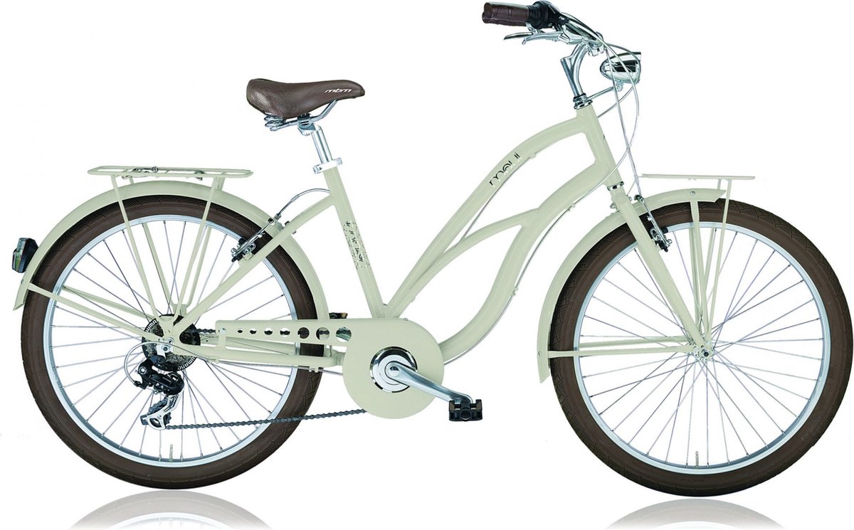 damesfiets classy met 7 versnellingen stadsfiets 26 inch fietsmand framemaat 45cm v brakes creme