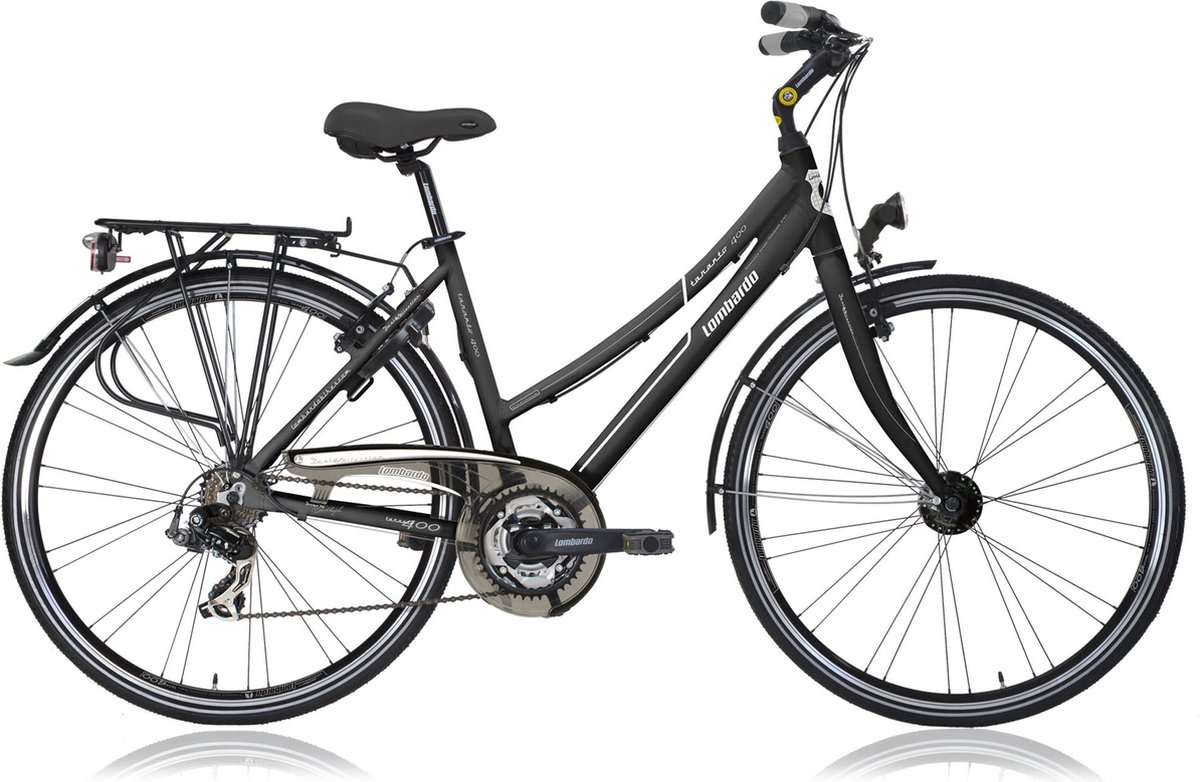 damesfiets hybride sport stadsfiets 28 inch met 7 versnellingen framemaat 54 cm v brakes en remgrepen zwart