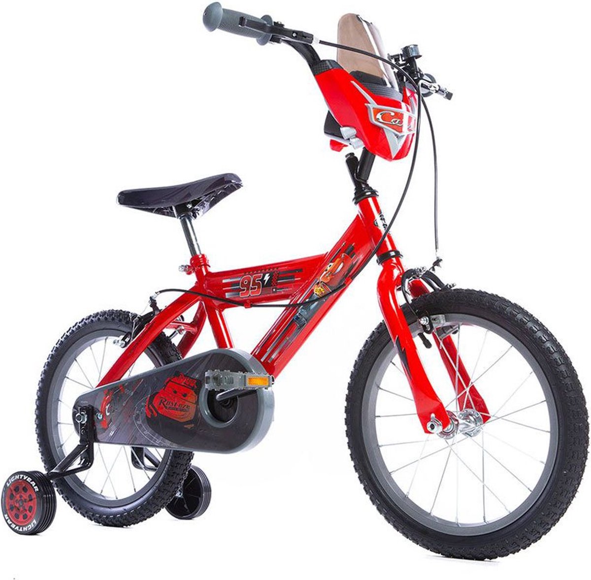 Disney Cars Lightning McQueen 16 inch Kinderfiets + Trainingswielen voor Jongens of Meisjes 5-7 jaar - Met opklapbaar scherm Kinderfiets kopen online