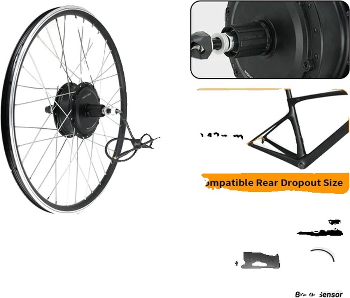 Elektrisch Fiets Conversie Kit, Achter Cassette Motor, 36V Batterij, 48V500WRearCassette, GEEN BATTERIJ, Abonnementsfiets kopen online