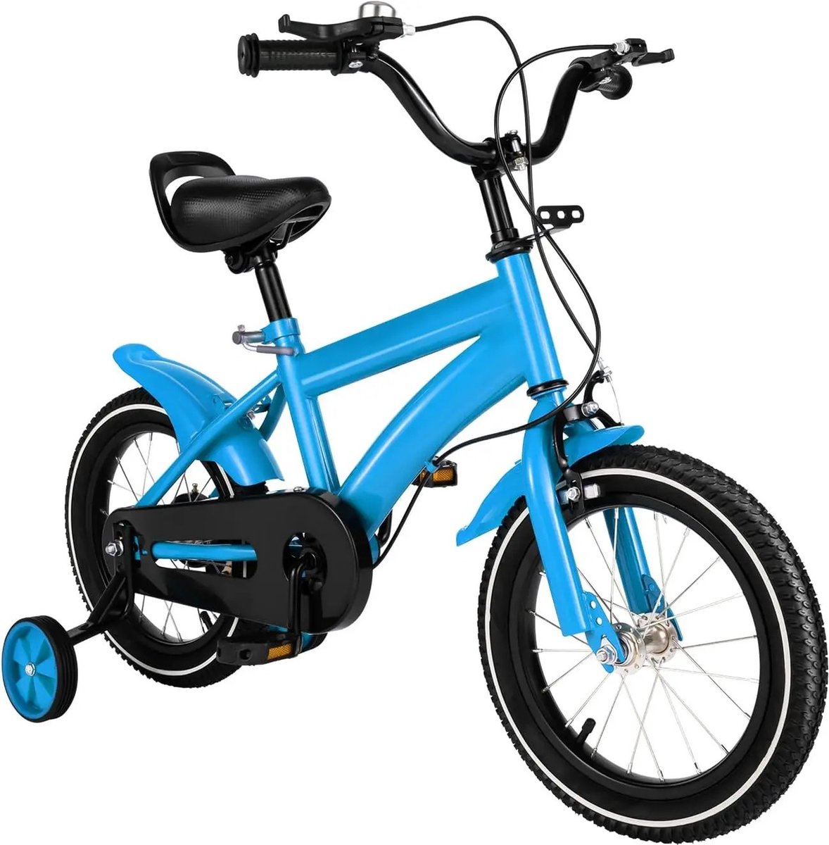 Eszenzics™ Kinderfiets model Sep - 14 inch - Blauw - Hoogwaardig frame - Dubbel remsysteem - Zijwieltjes - Verstelbaar zadel - Unisex Kinderfiets kopen online