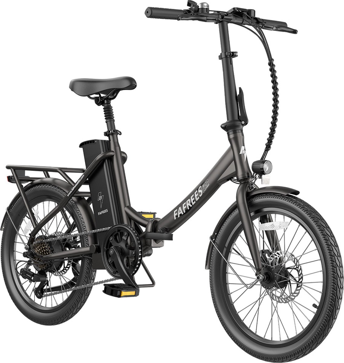 Fafrees F20 Duurzame Elektrische Fiets, 250W Motor, 36V 18.2Ah Batterij, 20*1.95'' Banden, 25km/h Max Snelheid, 120km Max Bereik, Mechanische Schijfremmen, SHIMANO 7 Versnellingen - Zwart Fiets (elektrisch) kopen online